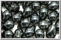 Drop Beads, 6x9mm, hematite, met., 20 Stk.