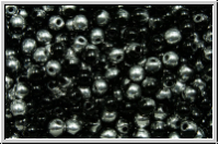 bhm. Glasperle, rund, 3mm, black, op., half silver, 50 Stk.