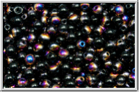 bhm. Glasperle, rund, 3mm, black, op., half sliperit, 50 Stk.