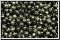 bhm. Glasperle, rund, 3mm, black, op., antique chrome, matte, 50 Stk.