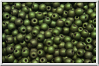 bhm. Glasperle, rund, 3mm, green, met., luster, matte, 50 Stk.