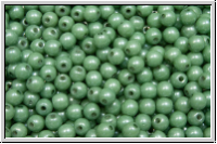bhm. Glasperle, rund, 3mm, white, op., green marbled, 50 Stk.