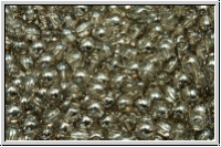 bhm. Glasperle, rund, 3mm, crystal, trans., half chrome, 50 Stk.