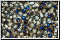 bhm. Glasperle, rund, 3mm, crystal, trans., half azuro, 50 Stk.