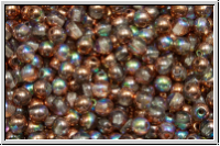 bhm. Glasperle, rund, 3mm, crystal, trans., copper AB, 50 Stk.