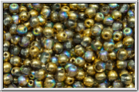 bhm. Glasperle, rund, 3mm, crystal, trans., golden AB, 50 Stk.