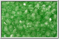 Bhm. Glasschliffperle, PRECIOSA, feuerpol., 3mm, crystal, trans., grass (dyed), 50 Stk.