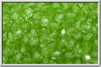 Bhm. Glasschliffperle, PRECIOSA, feuerpol., 3mm, crystal, trans., lime (dyed), 50 Stk.