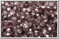 Bhm. Glasschliffperle, PRECIOSA, feuerpol., 3mm, crystal, trans., half labrador solgel violet, 50 Stk.