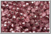 Bhm. Glasschliffperle, PRECIOSA, feuerpol., 3mm, crystal, trans., half labrador solgel pink, 50 Stk.