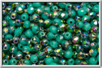 Bhm. Glasschliffperle, feuerpol., 3mm, turquoise, op., half vitrail, 50 Stk.