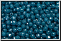 Bhm. Glasschliffperle, feuerpol., 3mm, aqua, op., blue/grey marbled, 50 Stk.