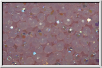 Bhm. Glasschliffperle, feuerpol., 3mm, pink, opal, AB, 50 Stk.