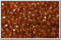 Bhm. Glasschliffperle, feuerpol., 3mm, topaz, med., trans., 50 Stk.