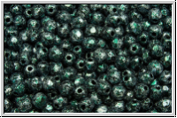 Bhm. Glasschliffperle, feuerpol., 3mm, black, op., green, tweedy, 50 Stk.