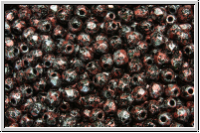 Bhm. Glasschliffperle, feuerpol., 3mm, black, op., red, tweedy, 50 Stk.