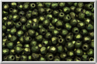 Bhm. Glasschliffperle, feuerpol., 3mm, green, met., matte, 50 Stk.