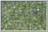 Bhm. Glasschliffperle, feuerpol., 3mm, crystal, trans., green AB, 50 Stk.