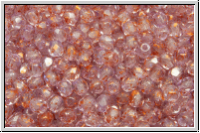 Bhm. Glasschliffperle, feuerpol., 3mm, crystal, trans., copper spackled, 50 Stk.