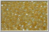 Bhm. Glasschliffperle, feuerpol., 3mm, crystal, trans., yellow luster, 50 Stk.