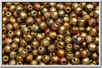 Bhm. Glasschliffperle, feuerpol., 3mm, bronze, met., iris., satin, 50 Stk.