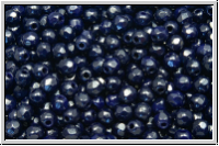 Bhm. Glasschliffperle, feuerpol., 3mm, blue, night, op., 50 Stk.