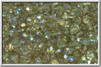 Bhm. Glasschliffperle, feuerpol., 3mm, black diamond, trans., AB, 50 Stk.