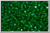 Bhm. Glasschliffperle, feuerpol., 3mm, chrysolite, dk., trans., 50 Stk.