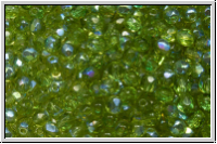 Bhm. Glasschliffperle, feuerpol., 3mm, olivine, trans., AB, 50 Stk.