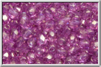 Bhm. Glasschliffperle, feuerpol., 4mm, crystal, trans., rose marbled, 50 Stk.