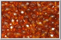 Bhm. Glasschliffperle, feuerpol., 4mm, topaz, med., trans., 50 Stk.