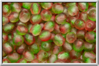 Bhm. Glasschliffperle, feuerpol., 4mm, crystal, trans., pink/green dual coated, matte, 50 Stk.