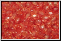 Bhm. Glasschliffperle, feuerpol., 4mm, crystal, trans., orange/red dual coated, 50 Stk.