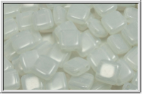 TILE-Beads, 6x6mm, white, opal, 25 Stk.