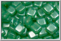 TILE-Beads, 6x6mm, turquoise, opal, luster, 25 Stk.