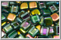 TILE-Beads, 6x6mm, aqua, trans., half vitex cuprum, 25 Stk.