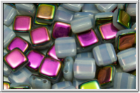 TILE-Beads, 6x6mm, white, opal, half vitex, 25 Stk.