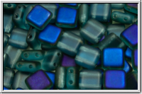 TILE-Beads, 6x6mm, aqua, trans., half azuro, matte, 25 Stk.