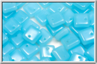 Squarelets, 6x6x2,5mm, seitl. Loch, blue, opal, 50 Stk.