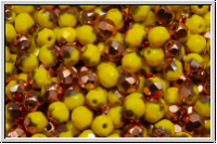 Bhm. Glasschliffperle, feuerpol., 4mm, yellow, op., half capri gold, 50 Stk.