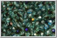 Bhm. Glasschliffperle, feuerpol., 4mm, aqua, trans., half zairit, 50 Stk.