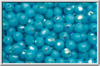 Bhm. Glasschliffperle, feuerpol., 4mm, aqua, op., AB, 50 Stk.