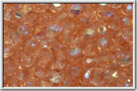 Bhm. Glasschliffperle, feuerpol., 4mm, rosaline, dk., trans., AB, 50 Stk.