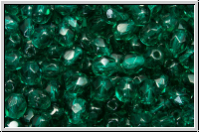 Bhm. Glasschliffperle, feuerpol., 4mm, emerald, trans., 50 Stk.