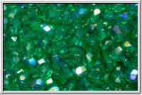 Bhm. Glasschliffperle, feuerpol., 4mm, emerald, lt., trans., AB, 50 Stk.