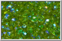 Bhm. Glasschliffperle, feuerpol., 4mm, olivine, trans., AB, 50 Stk.