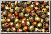 Bhm. Glasschliffperle, feuerpol., 4mm, crystal, trans., california gold rush, matte, 50 Stk.