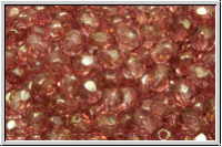 Bhm. Glasschliffperle, feuerpol., 4mm, crystal, trans., rose gold luster, 50 Stk.