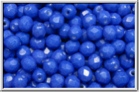 Bhm. Glasschliffperle, feuerpol., 4mm, white, op., blue coated, 50 Stk.