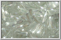 MTWB-2-0250, MIYUKI Twisted Bugles, Nr. 2 (6mm), crystal, trans., AB, 10g